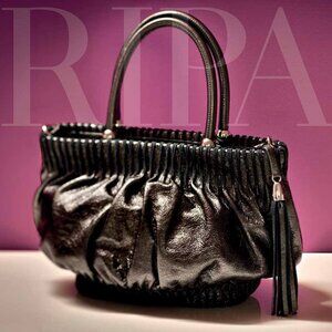 RIPANI Made in Italy Large Satchel / Crossbody Black Leather Bag